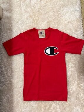 Champion Kids Red Tee with Black & White Logo